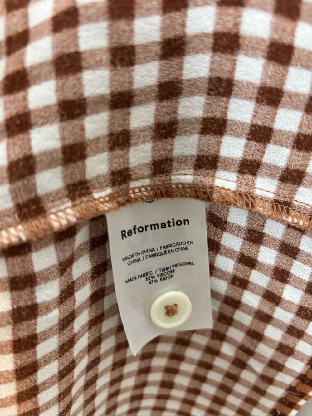 Reformation Brown and White Gingham Button-Front Tunic - Picture 11 of 11